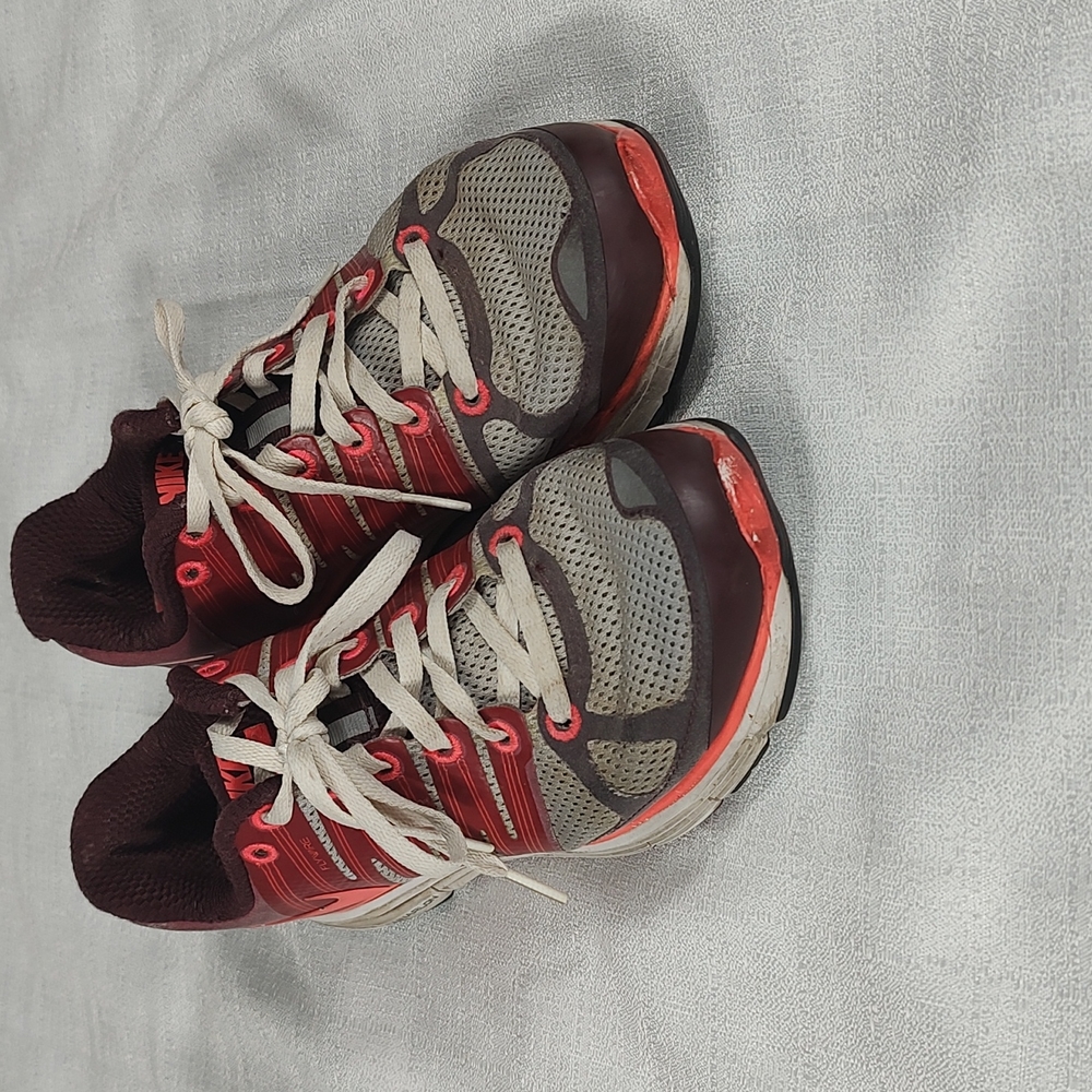 Nike Lunar Elite Gray Maroon Coral Athletic Running Shoes Size 7.5